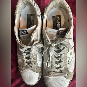 Golden Goose White and Black Super-Star Lace Sneakers Size 40